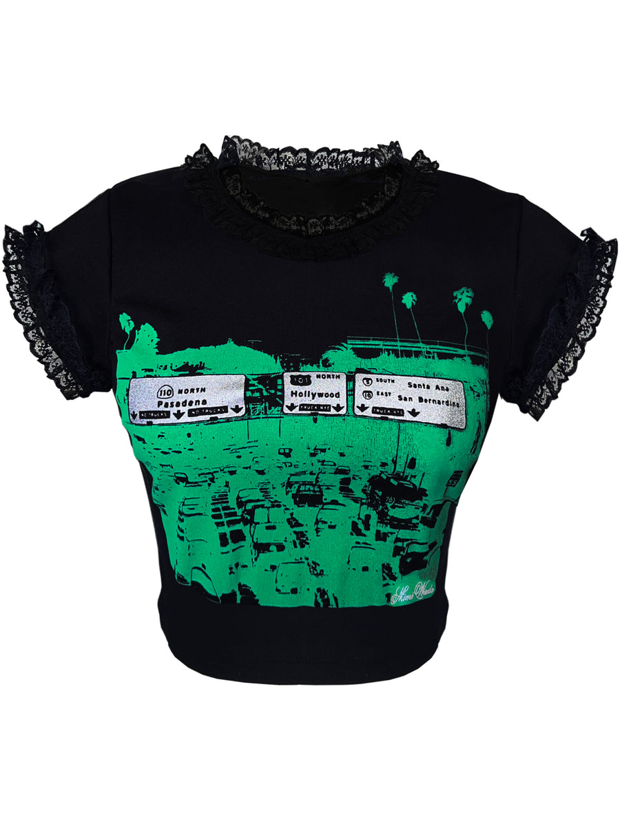 LA Freeway Baby T-Shirt (Black, Green & Silver)